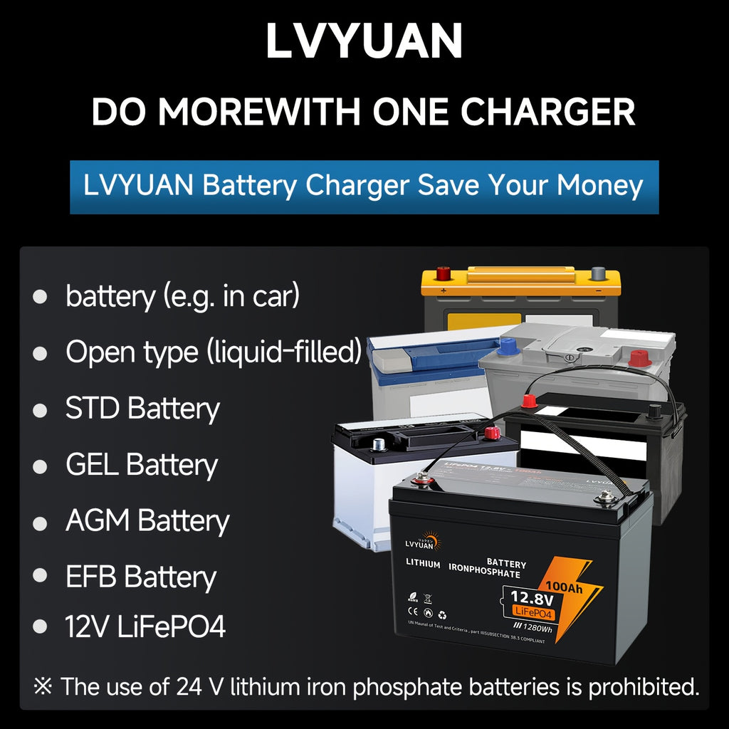 LVYUAN 12V25A 24V12A 12V20A Battery with Charger (Not Car Starter), LiFePO4 Lead-Acid - product gallery image 5
