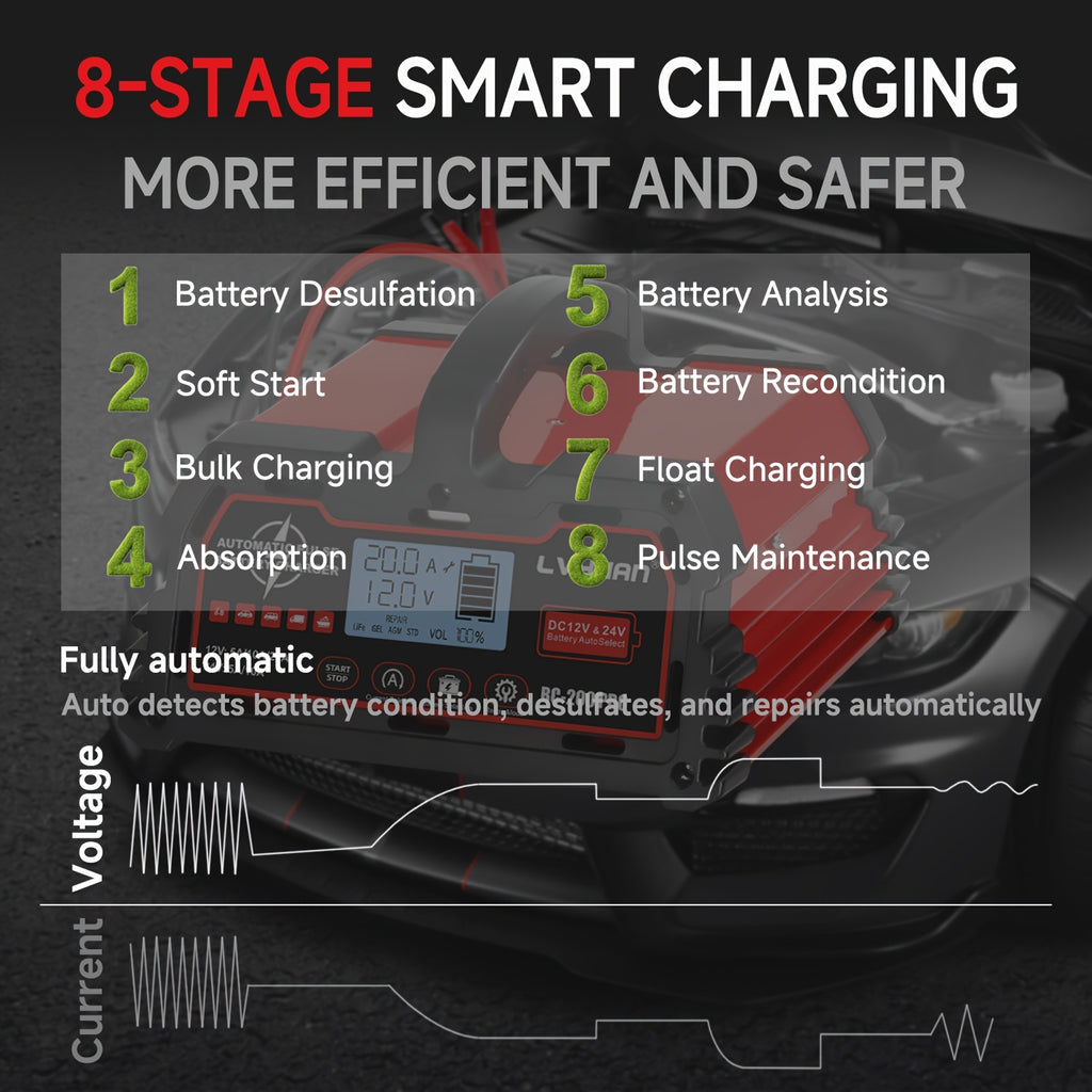 LVYUAN 12V25A 24V12A 12V20A Battery with Charger (Not Car Starter), LiFePO4 Lead-Acid - product gallery image 6