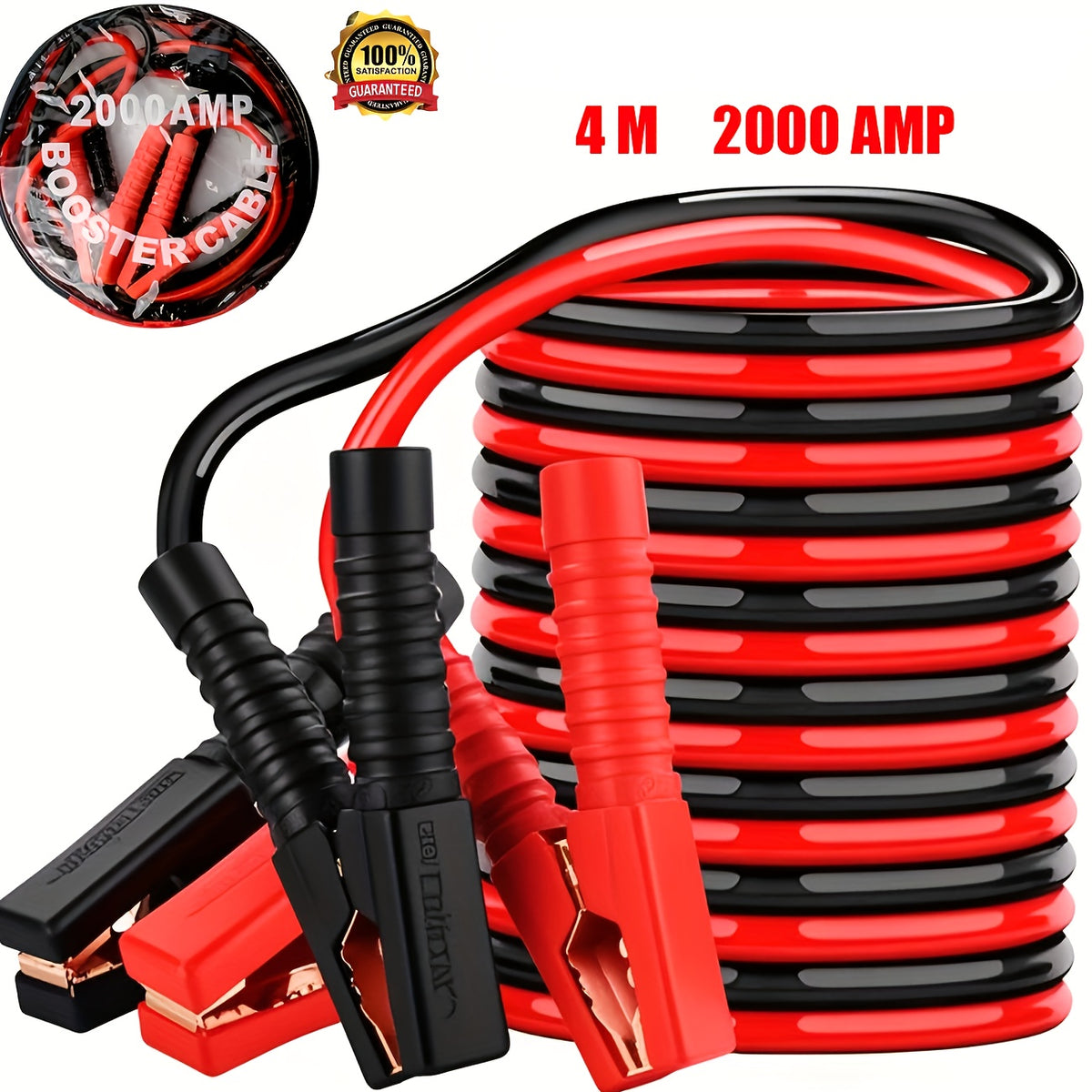 M 2000AMP Heavy Duty Jump Leads Car Van with 4M, Metal, 4M 2000AMP JUMP LEADS