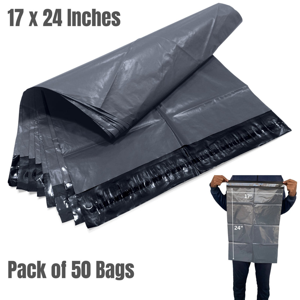 Mailing Bag with Waterproof, Plastic, 50 Pack, 50 Bags, Grey Poly Mailer Bags 17x24 Inch