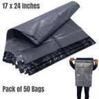 Mailing Bag with Waterproof, Plastic, 50 Pack, 50 Bags, Grey Poly Mailer Bags 17x24 Inch