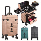 Makeup Case with Wheels, Glass, Large 3-in-1 Trolley Professional Hairdressing - product gallery image 2