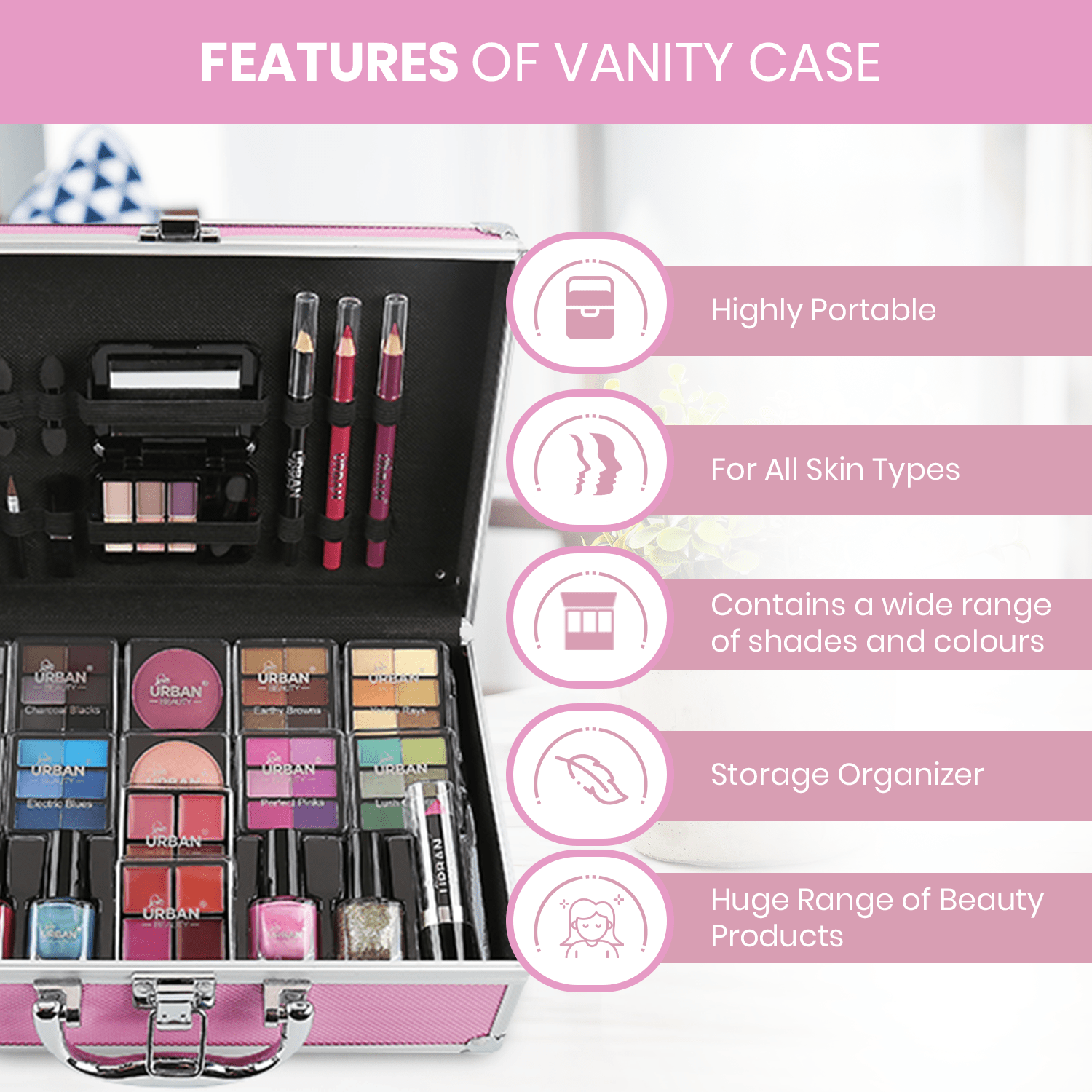 Makeup Gift Set with 82pcs, 1, Love Urban Beauty Hot Pink Vanity - product gallery image 2