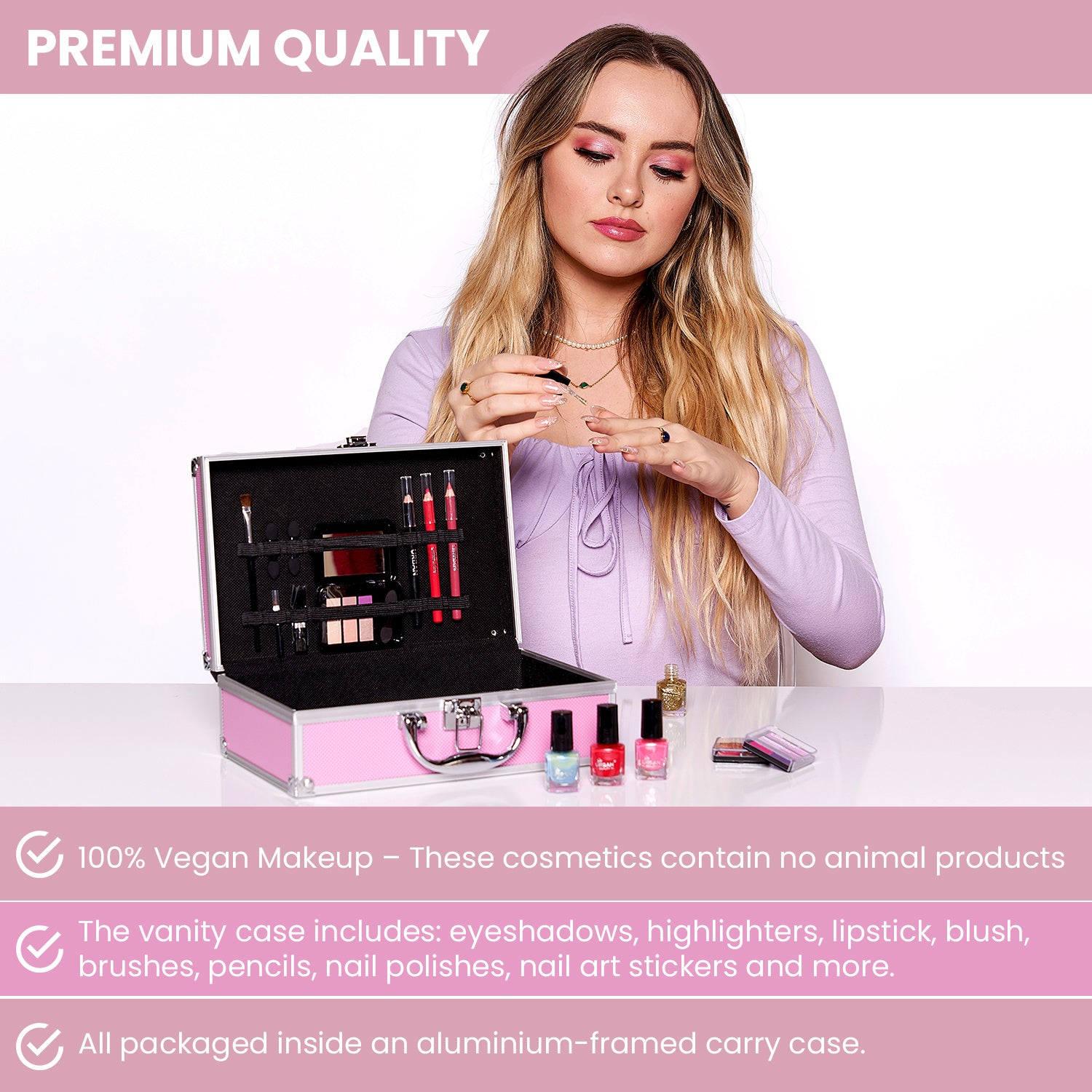 Makeup Gift Set with 82pcs, 1, Love Urban Beauty Hot Pink Vanity - product gallery image 6