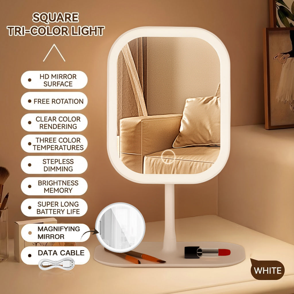 Makeup Mirror with Rechargeable, Magnifying Light Rechargeable Desktop Vanity - White option