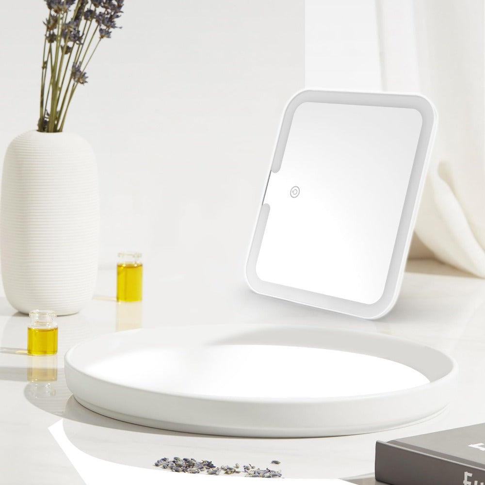 Makeup Organiser with Box Adjustable Dividers Rotating Mirror Travel - product gallery image 4