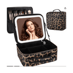 Makeup Organiser with Box Adjustable Dividers Rotating Mirror Travel - product gallery image 6