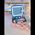 Makeup Organiser with Box Adjustable Dividers Rotating Mirror Travel - product gallery image 7