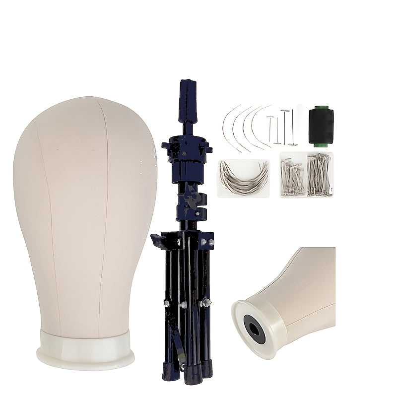 Mannequin Head with 61cm, Canvas Wig Tripod Stand Pins Kit - product gallery image 6