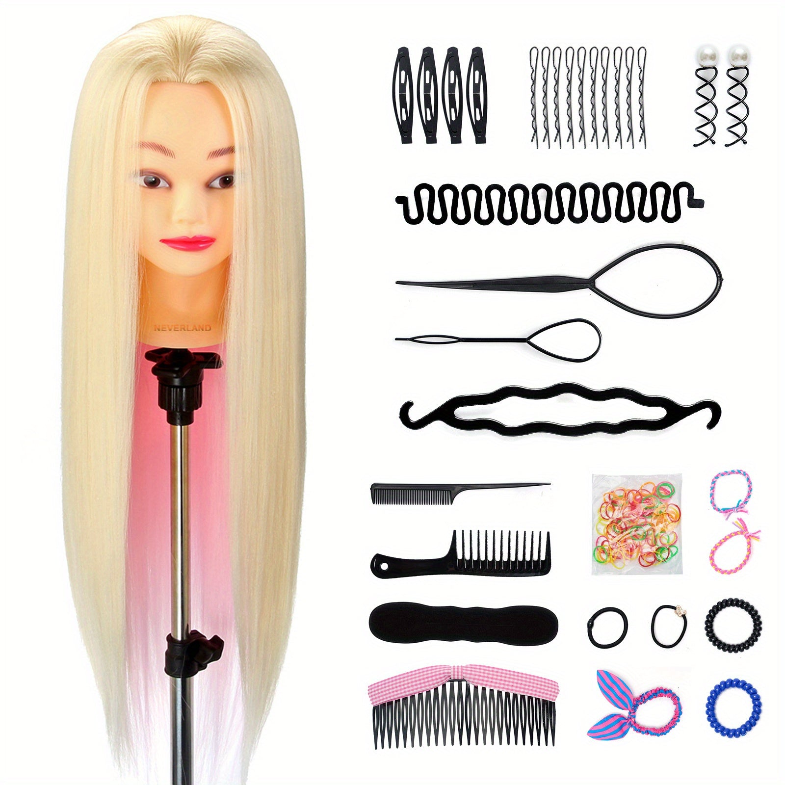 Mannequin Training Head with 66.04-71.12cm, Hairdressing Clamp Braiding 26-28 Inch - 66.04-71.12cm option