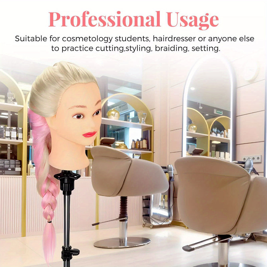 Mannequin Training Head with 66.04-71.12cm, Hairdressing Clamp Braiding 26-28 Inch - product gallery image 3