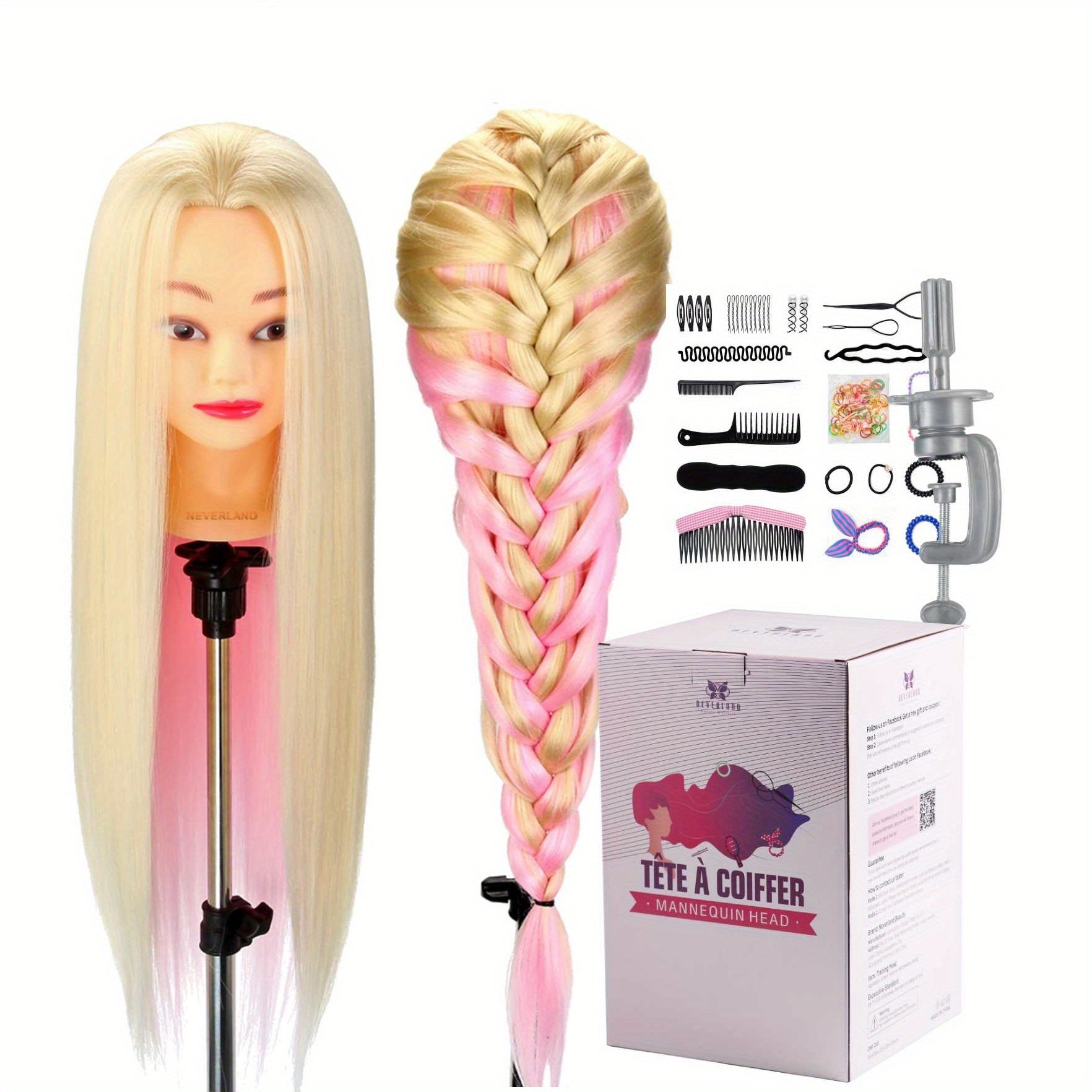 Mannequin Training Head with 66.04-71.12cm, Hairdressing Clamp Braiding 26-28 Inch