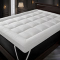 Mattress Topper with 10cm, Microfibre, Hotel Quality Overfilled Microfibre Plush Soft - White, Single option