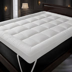 Mattress Topper with 10cm, Microfibre, Hotel Quality Overfilled Microfibre Plush Soft - White, Single option