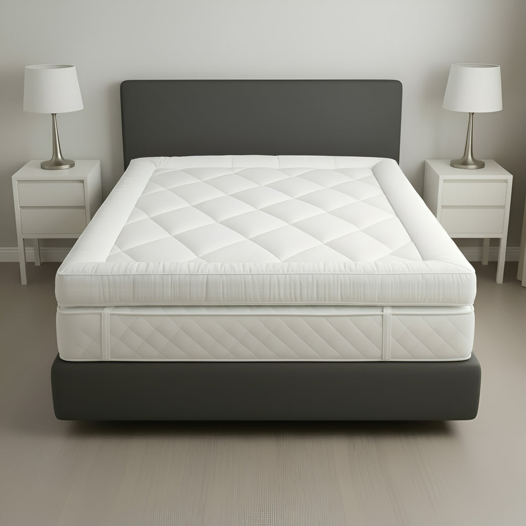 Mattress Topper with Machine-Washable, 10cm, 40cm, Microfibre - product gallery image 2
