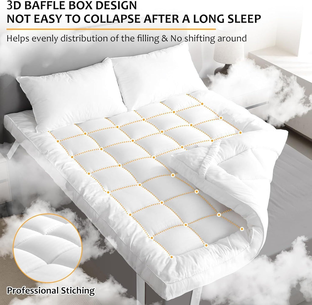 Mattress Topper with Machine-Washable, 10cm, Microfibre, Memory Foam - product gallery image 10