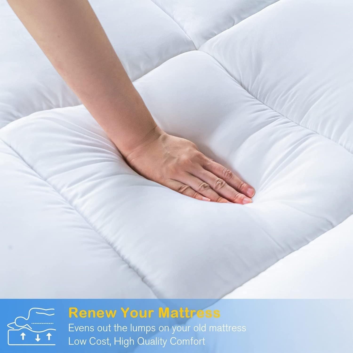 Mattress Topper with Machine-Washable, 10cm, Microfibre, Memory Foam - product gallery image 4