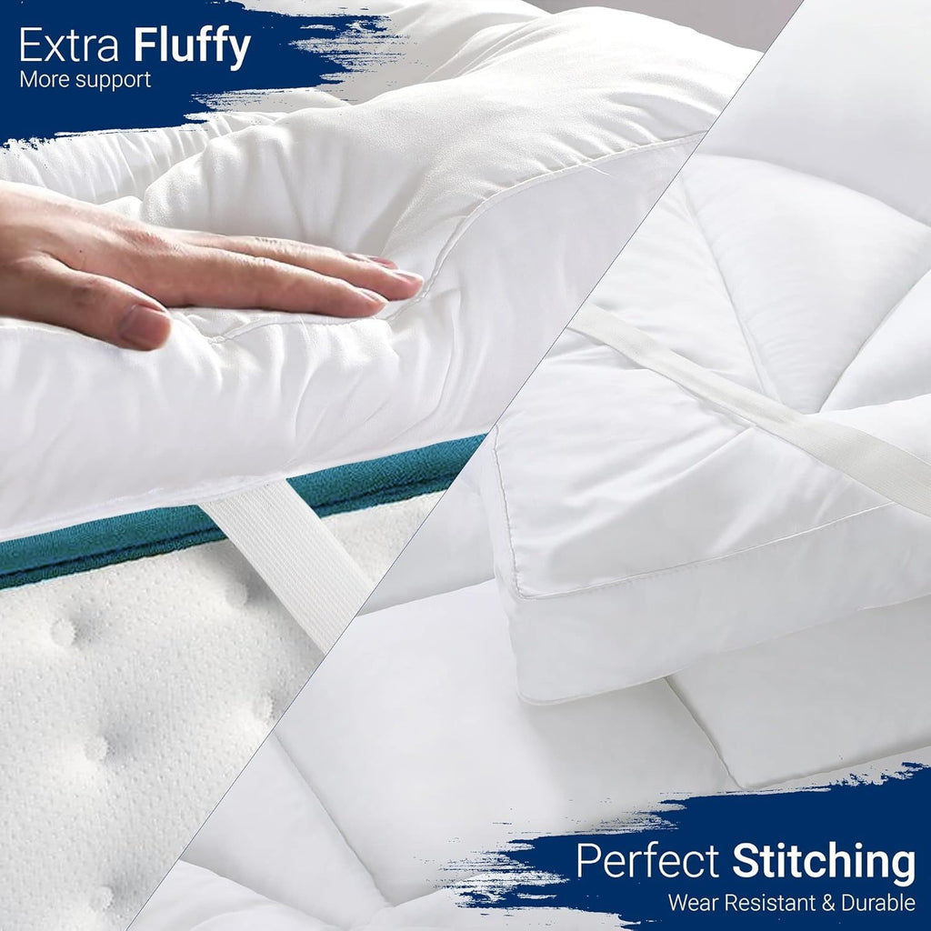 Mattress Topper with Machine-Washable, 10cm, Microfibre, Memory Foam - product gallery image 7