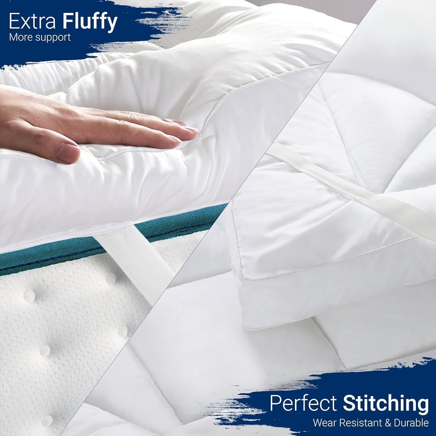 Mattress Topper with Machine-Washable, 10cm, Microfibre, Memory Foam - product gallery image 7
