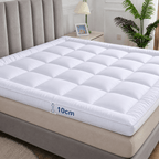 Mattress Topper with Machine-Washable, 10cm, Microfibre, Memory Foam
