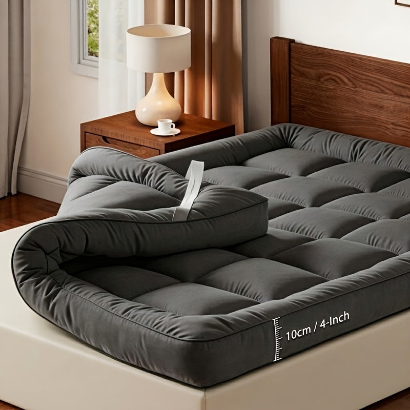 Mattress Topper with Machine-Washable, 10cm, Microfibre, Black - Grey, Single | 10cm Deep option