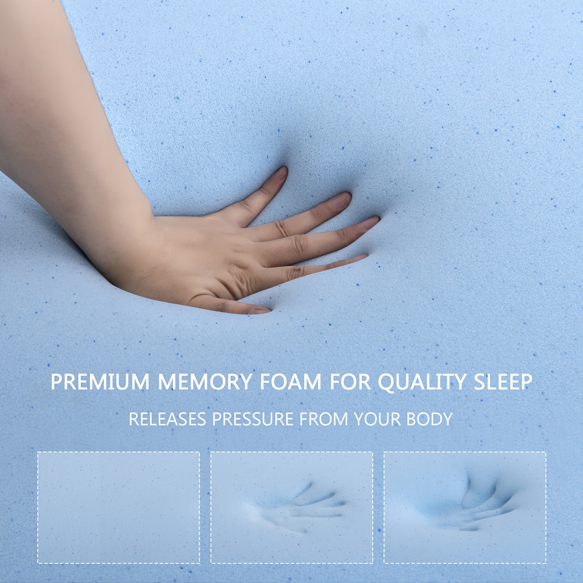 Mattress Topper with Machine-Washable, 7cm, Memory Foam - 7cm White, Double(135*190cm) option