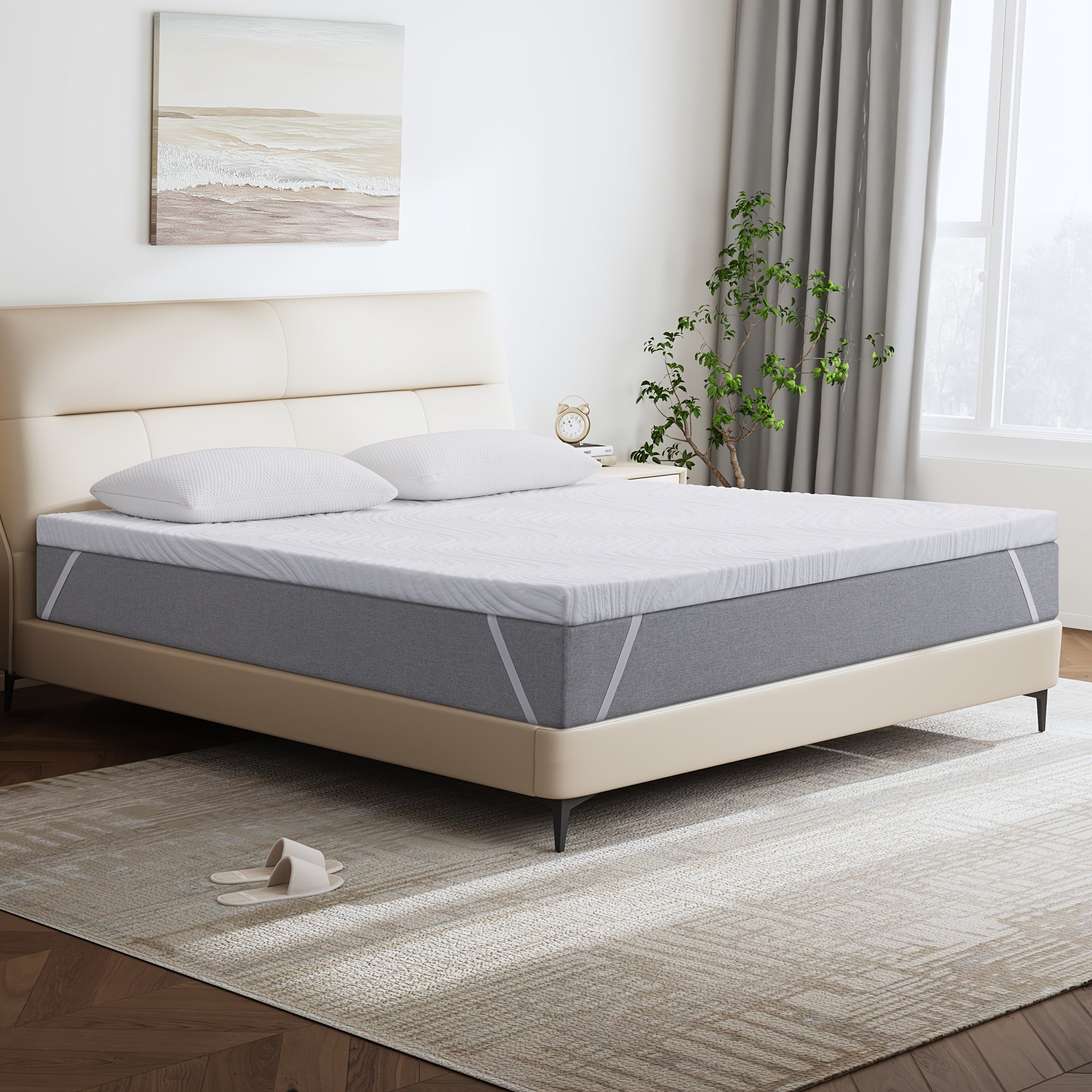Mattress Topper with Machine-Washable, 7cm, Memory Foam - 7cm White, King(150*190cm) option