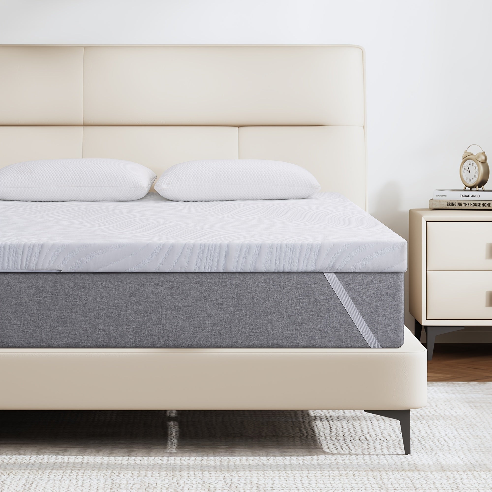 Mattress Topper with Machine-Washable, 7cm, Memory Foam - 7cm White, Single(90*190 cm) option