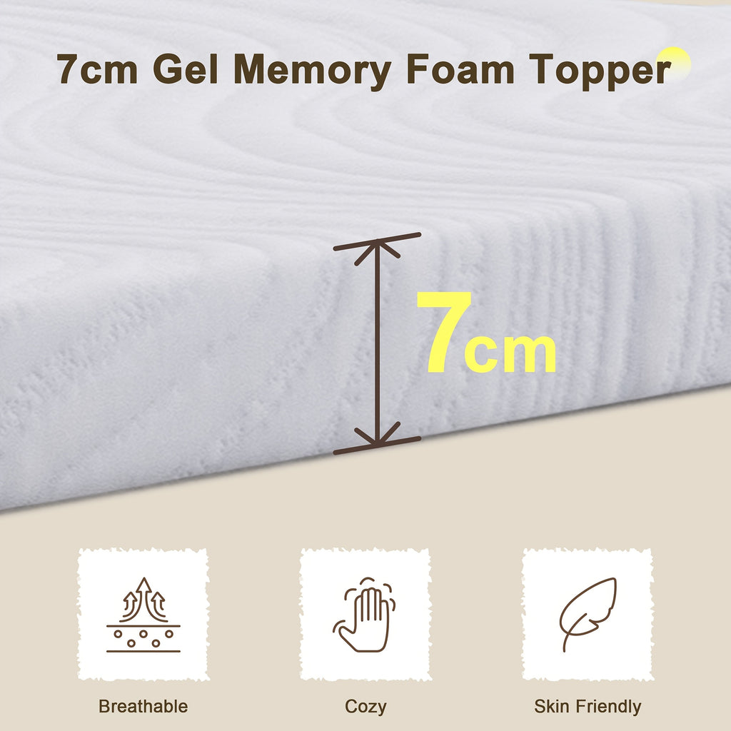 Mattress Topper with Machine-Washable, 7cm, Memory Foam - product gallery image 2