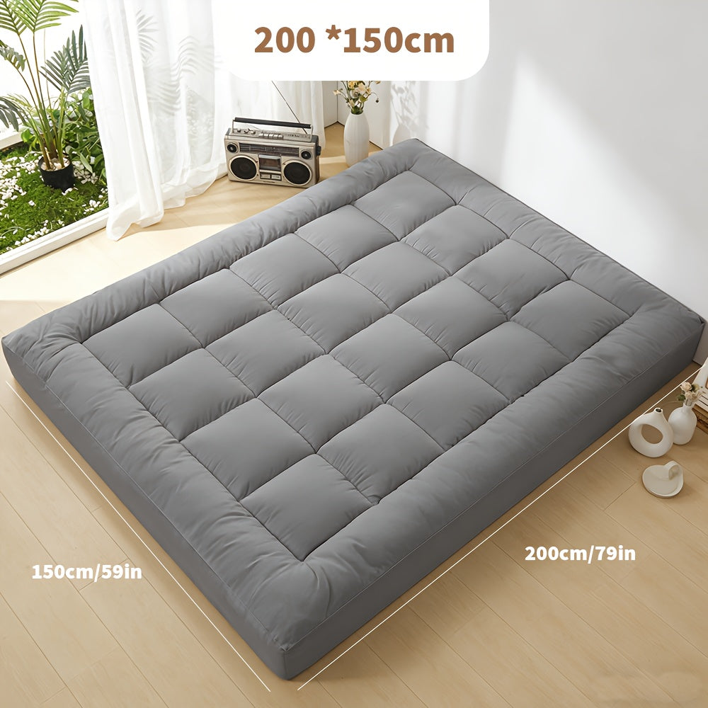Mattress Topper with Machine-Washable, Non-Slip, 10cm, White - Gray, King Size Bed 150*200cm option