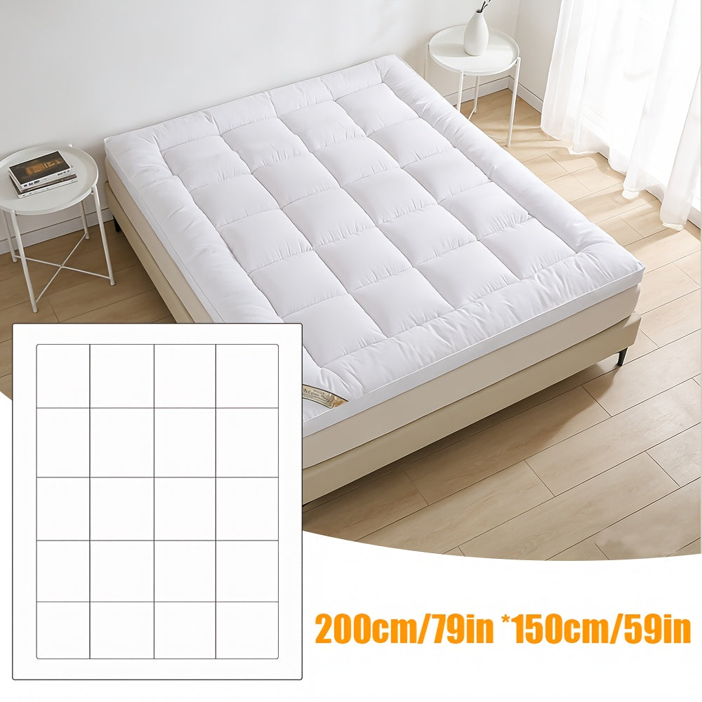 Mattress Topper with Machine-Washable, Non-Slip, 10cm, White - White, King Size Bed 150*200cm option