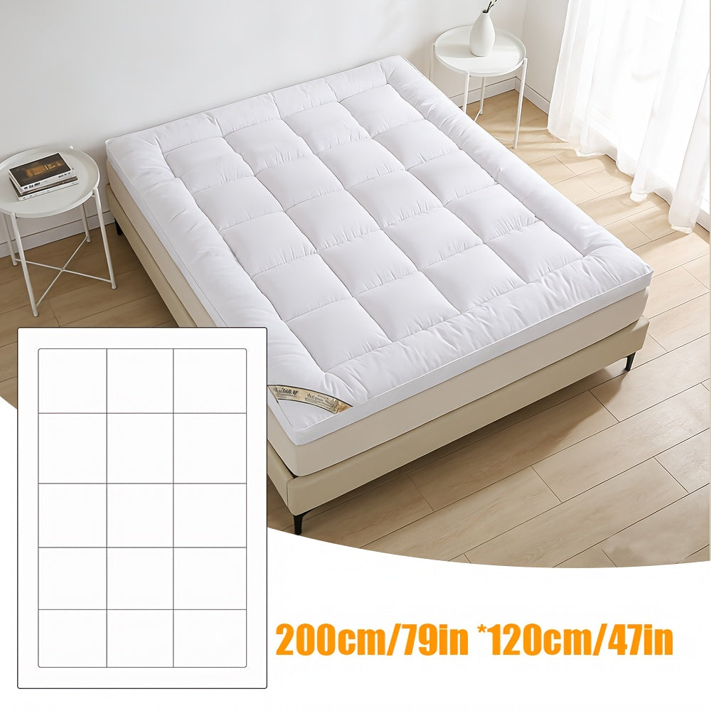 Mattress Topper with Machine-Washable, Non-Slip, 10cm, White - White, Small Double 120*200cm option