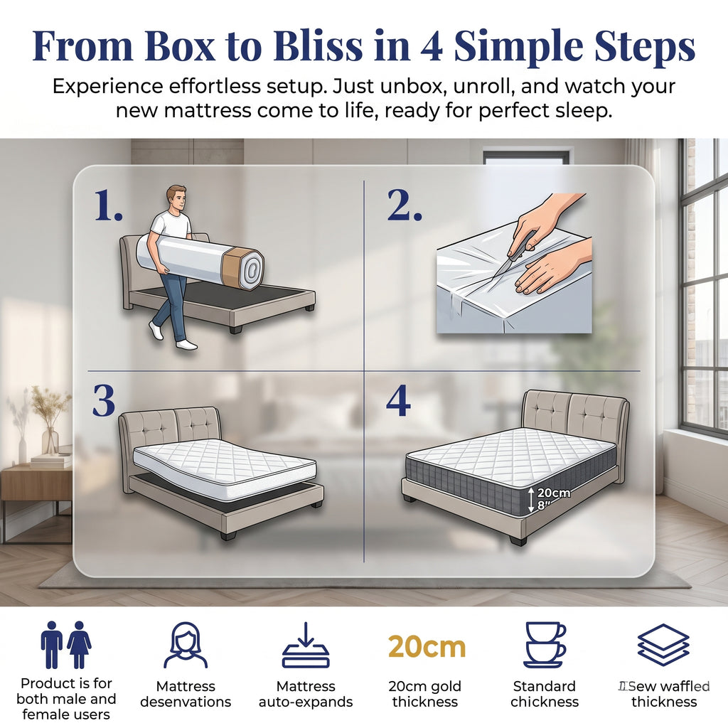 Mattress with 20cm, 25cm, Hotel Quality Hybrid Medium Firm Breathable - product gallery image 6