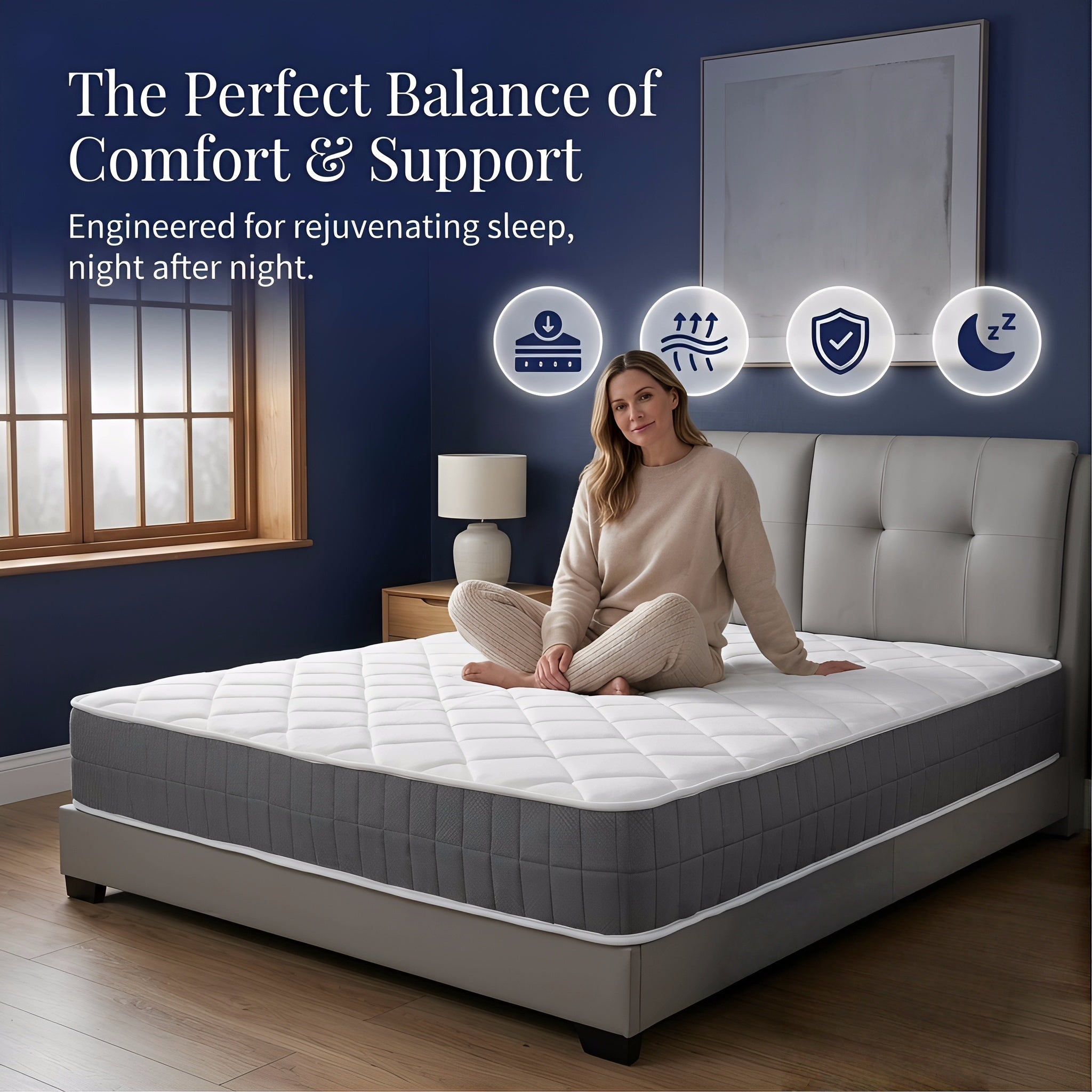 Mattress with 20cm, 25cm, Hotel Quality Hybrid Medium Firm Breathable