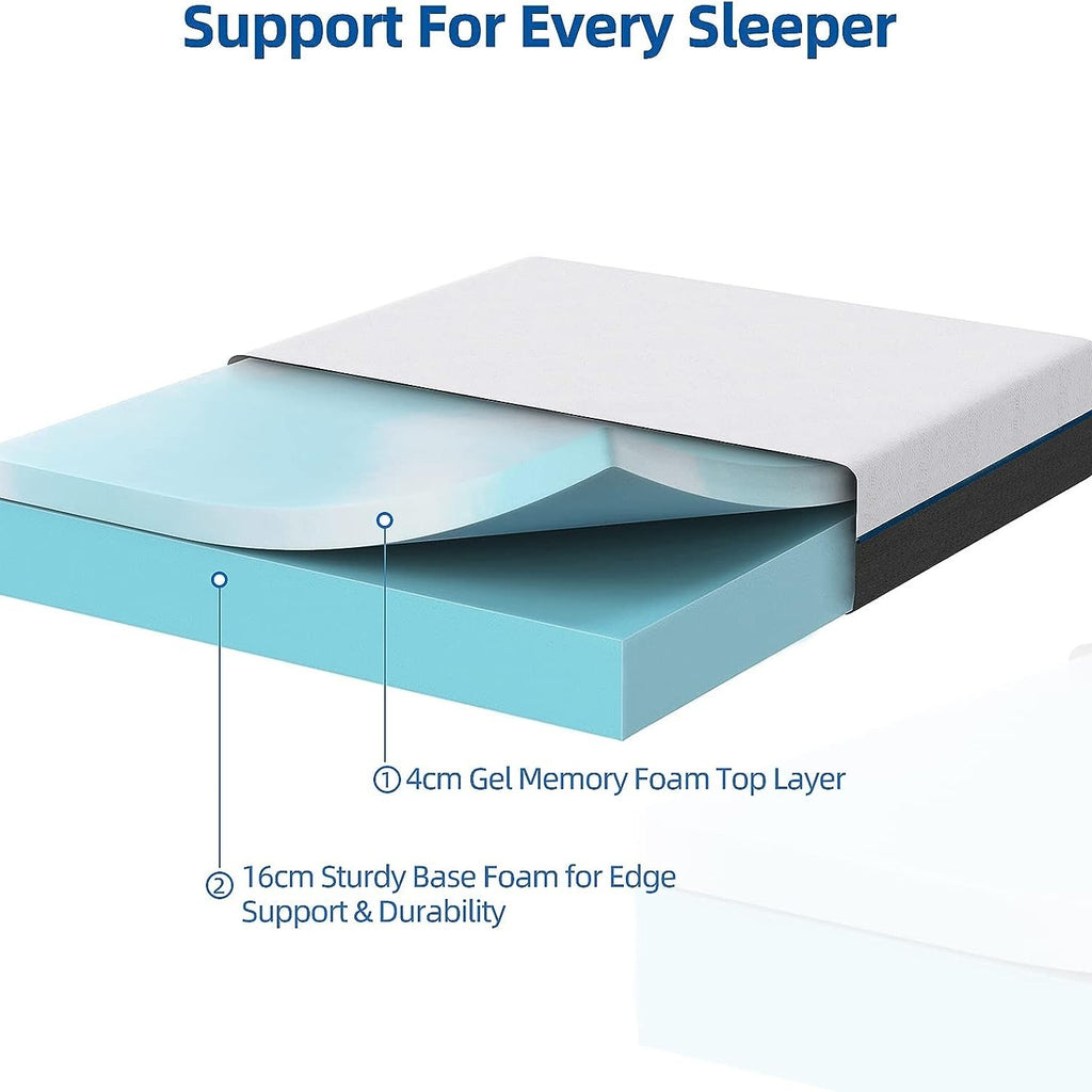 Mattress with 20cm, 4cm, Memory Foam, Gel Memory Foam Inch Gel Top - product gallery image 3