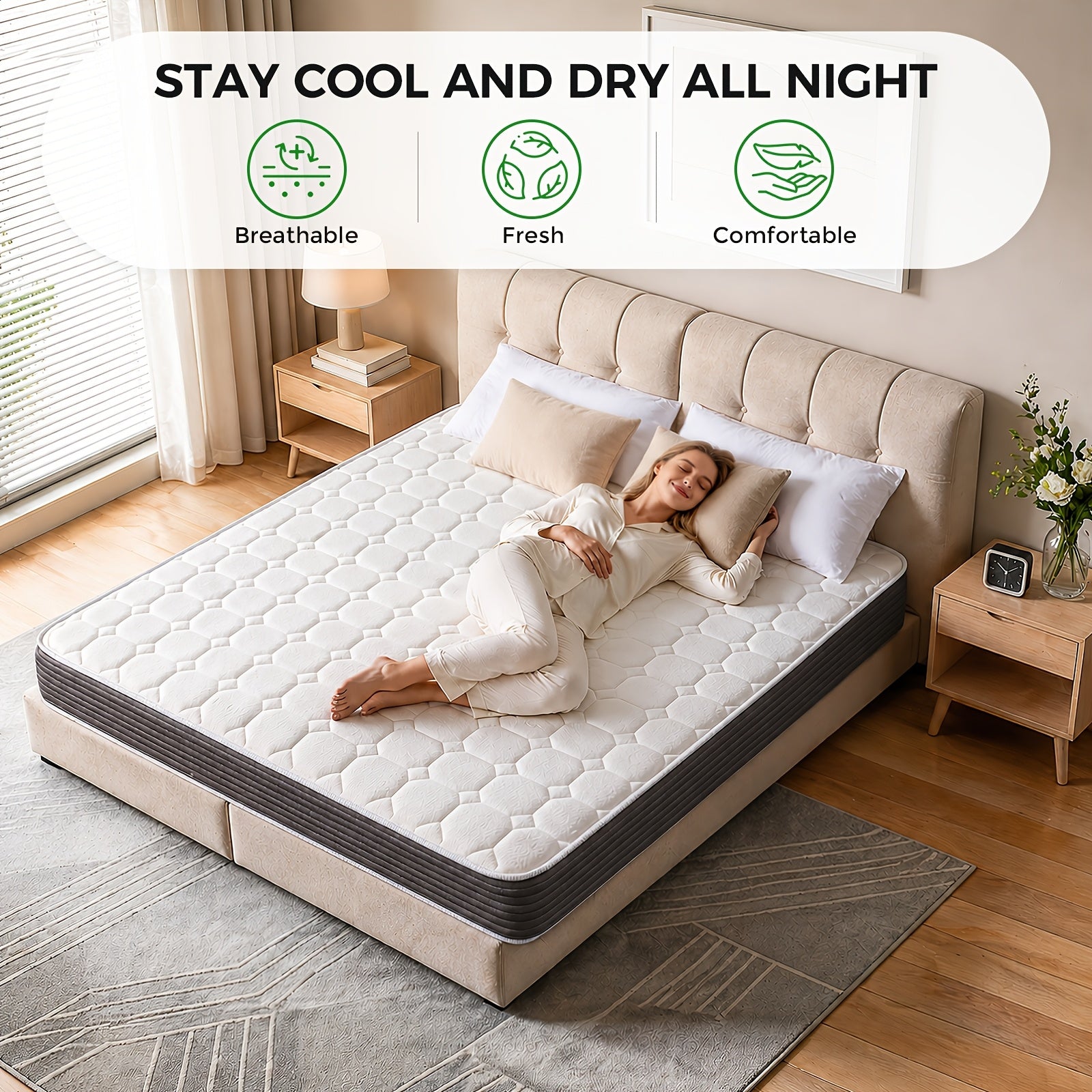 Mattress with 20cm, Pocket Spring Hybrid Medium Firm, Standard - 20CM-Octagonal, Double(137x190cm) option