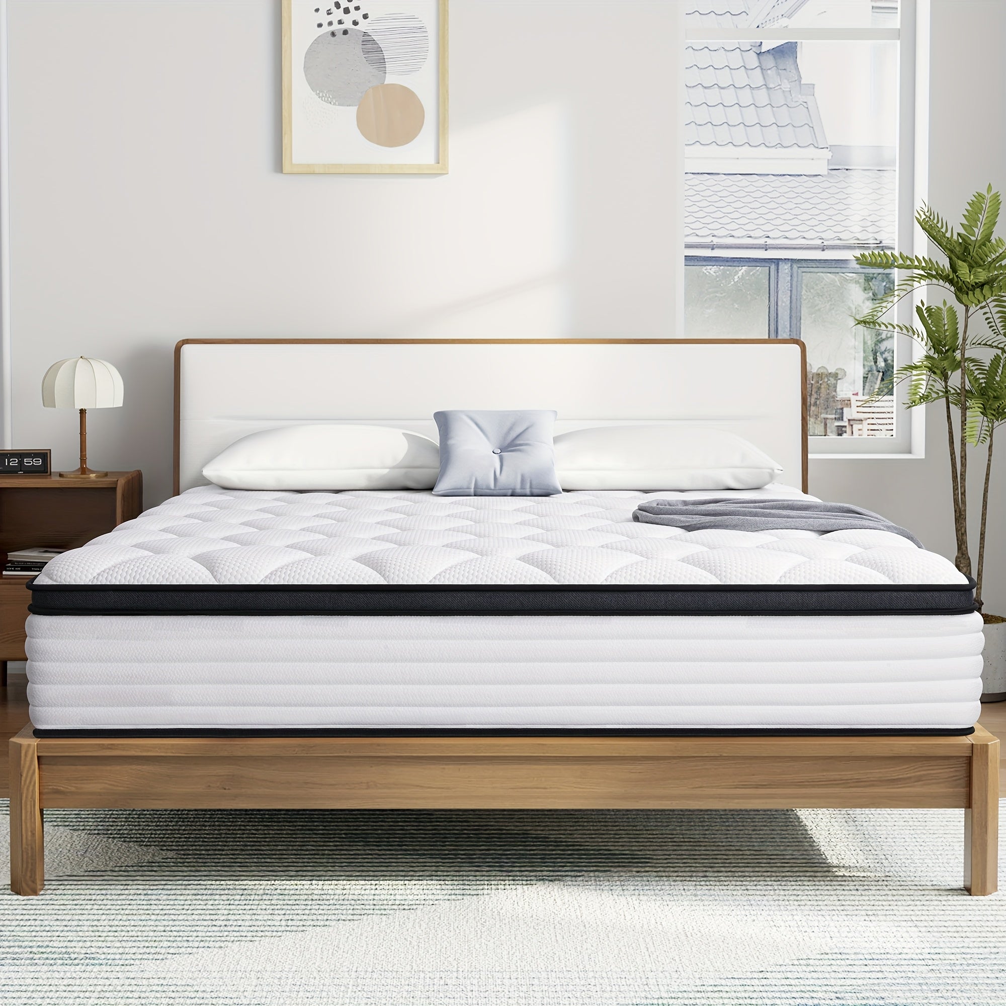 Mattress with 22cm, 25cm, Memory Foam, Memory Foam Hybrid Pocket Springs No-Noise - 22cm Black, Single(90*190cm) option