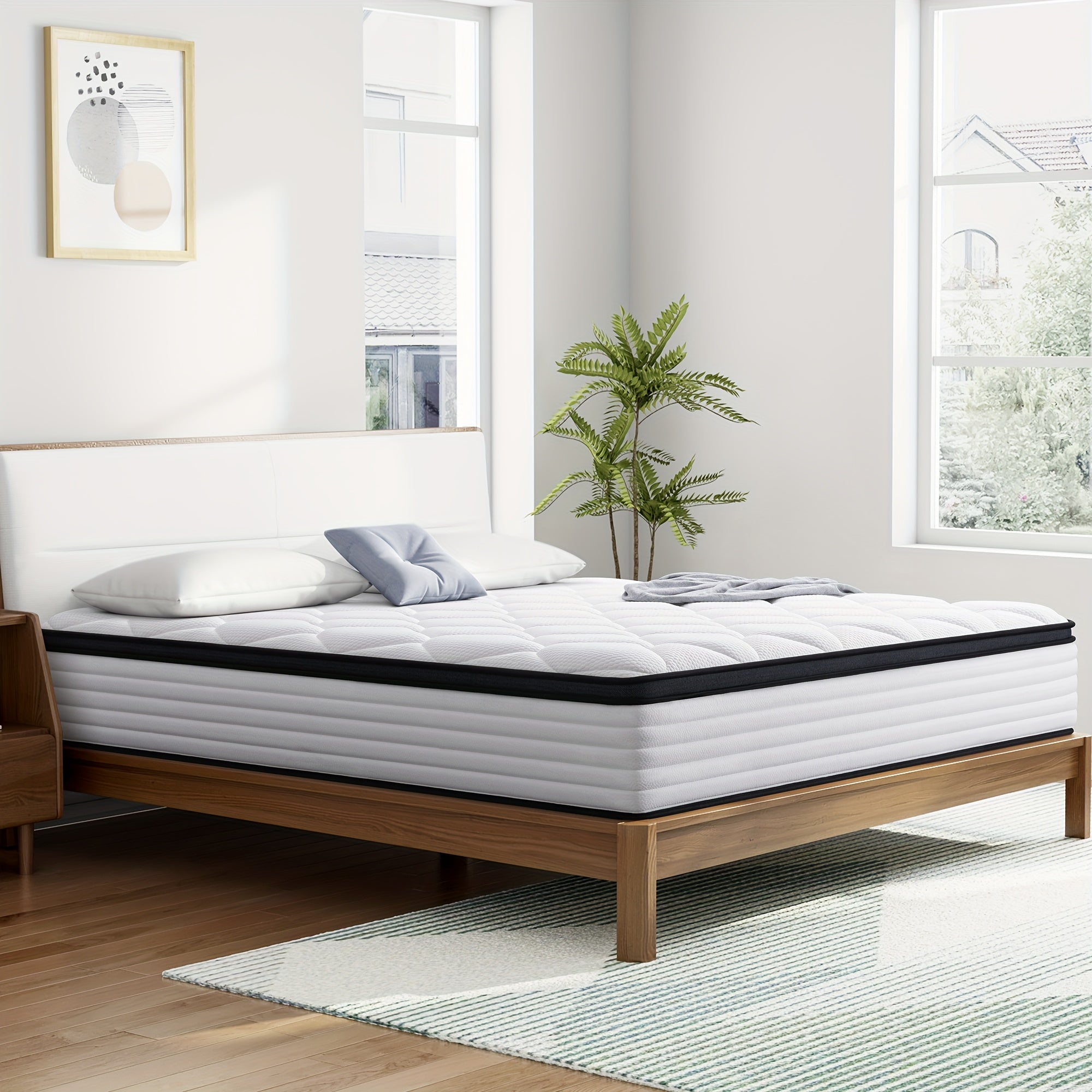 Mattress with 22cm, 25cm, Memory Foam, Memory Foam Hybrid Pocket Springs No-Noise - 22cm Black, Small Double (120*190cm) option