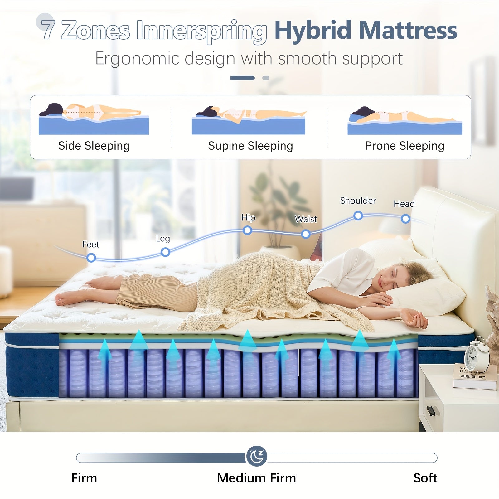 Mattress with 30cm, 3ft, Memory Foam, Hybrid Pocket Sprung Memory Foam - product gallery image 4