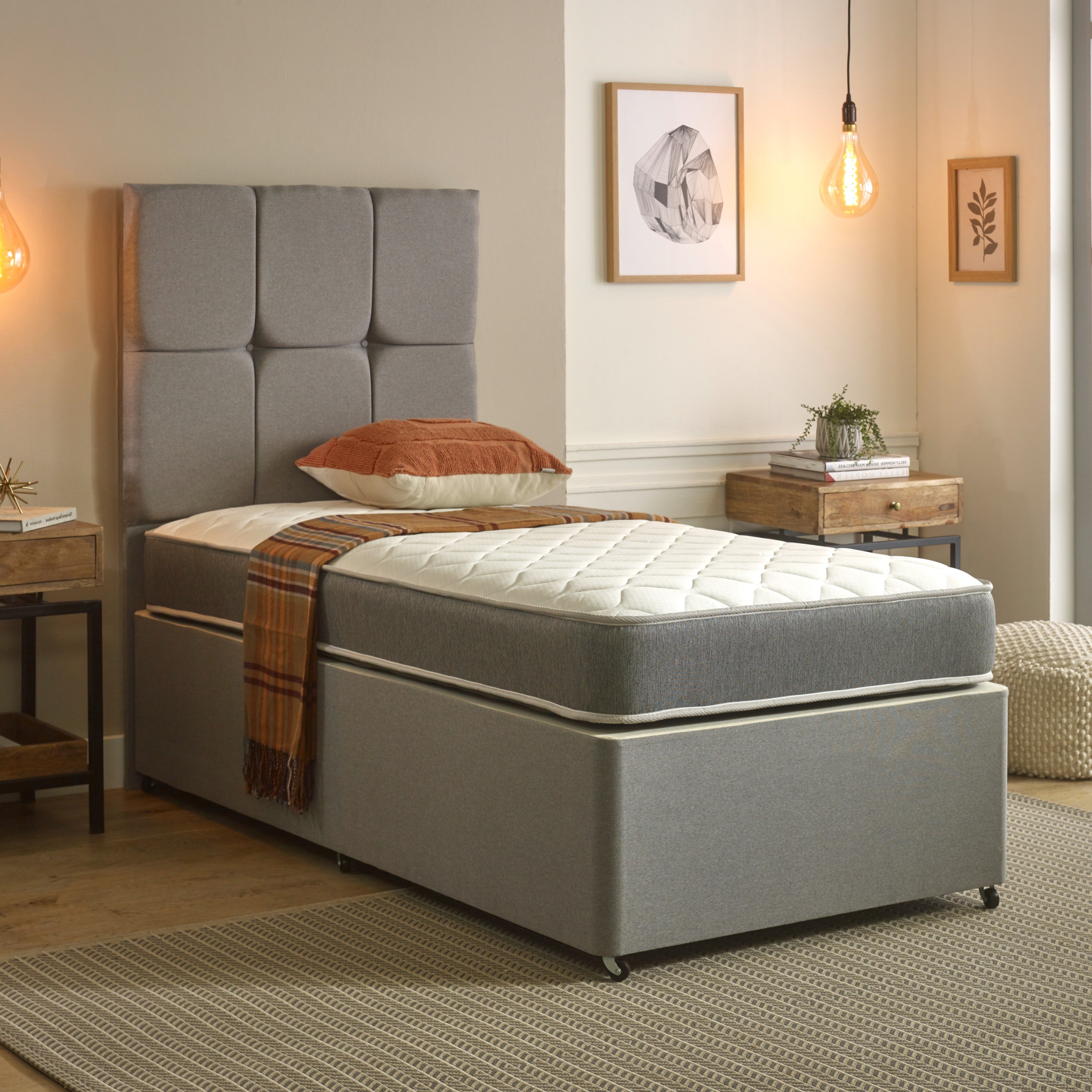 Mattress with Memory Foam, Hybrid Memory Foam Bonnell Springs Handmade - Grey, Shorty (75CM by 175CM) option