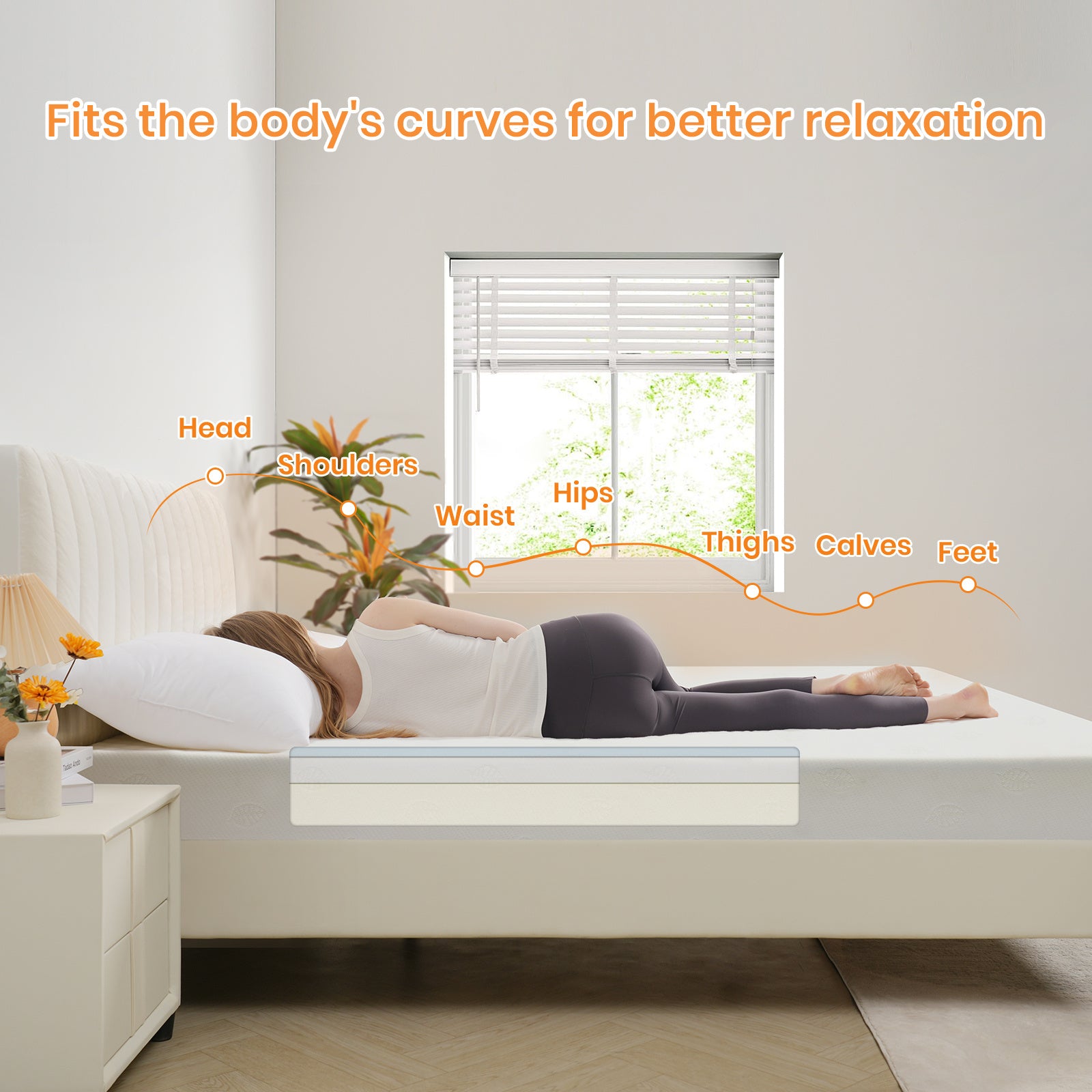 Mattresse with Machine-Washable, Memory Foam, 120x190x16.5cm - product gallery image 5