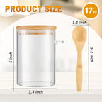Meal Prep Jar with Airtight, 17oz, Bamboo, Overnight Oats of Glass Jars Bamboo - product gallery image 2