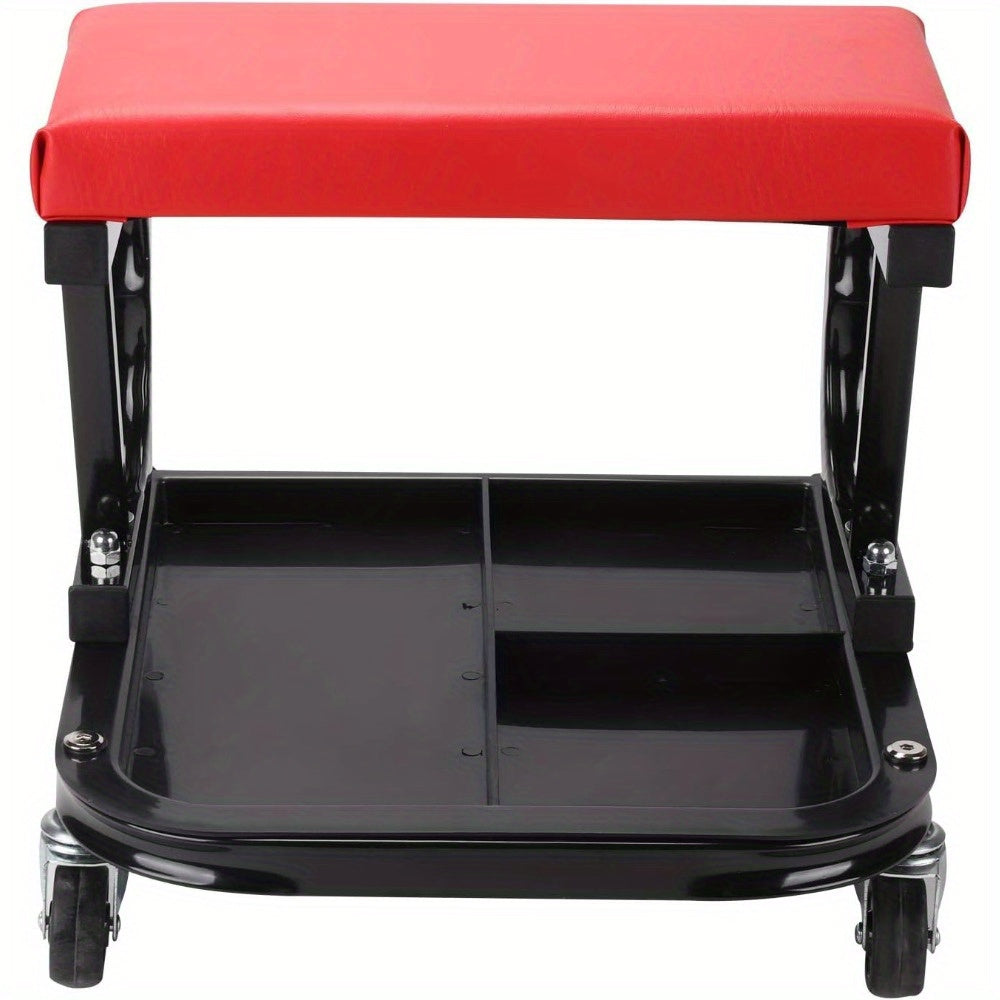Mechanic Stool with Easy Assembly, Wheels, 100kg, 5cm, Leather - product gallery image 10