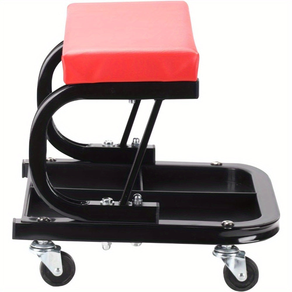 Mechanic Stool with Easy Assembly, Wheels, 100kg, 5cm, Leather - product gallery image 5