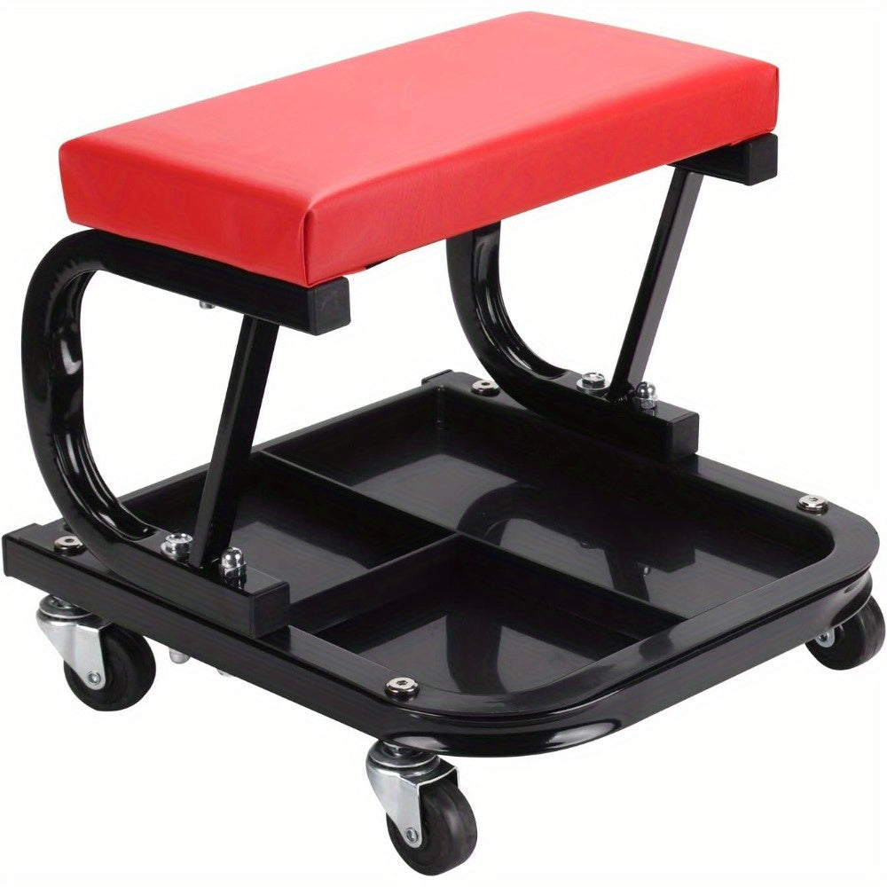 Mechanic Stool with Easy Assembly, Wheels, 100kg, 5cm, Leather - product gallery image 6