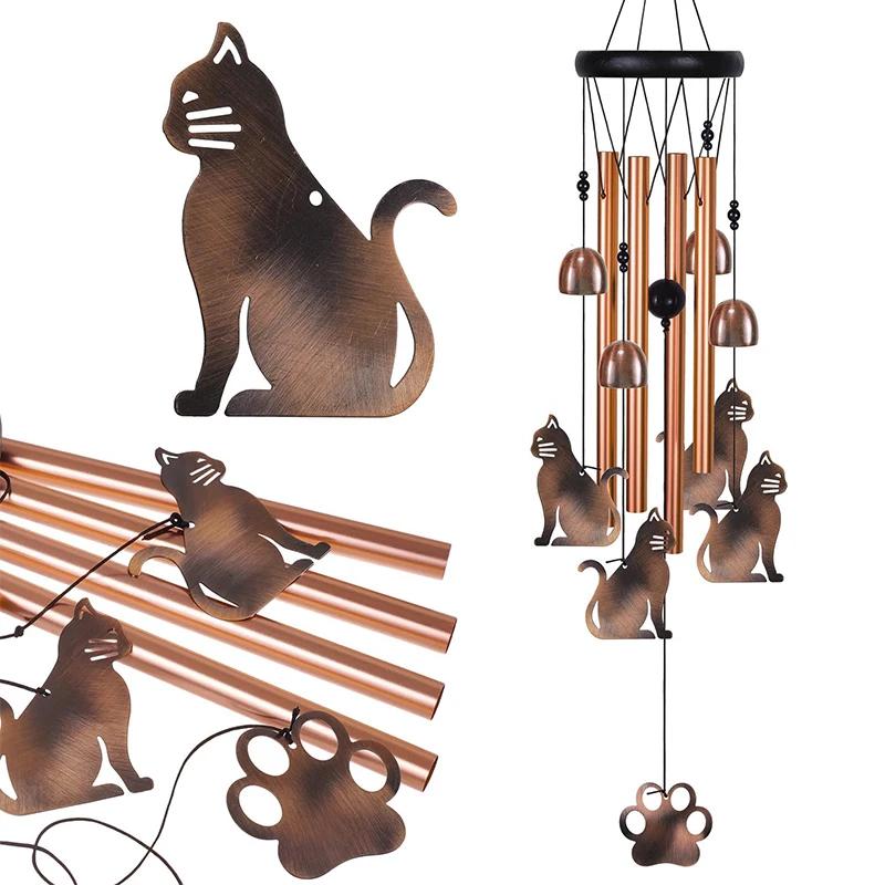 Memorial Wind Chime with Wood, Cat Dog Tubes Commemorative Pet Loss - B option
