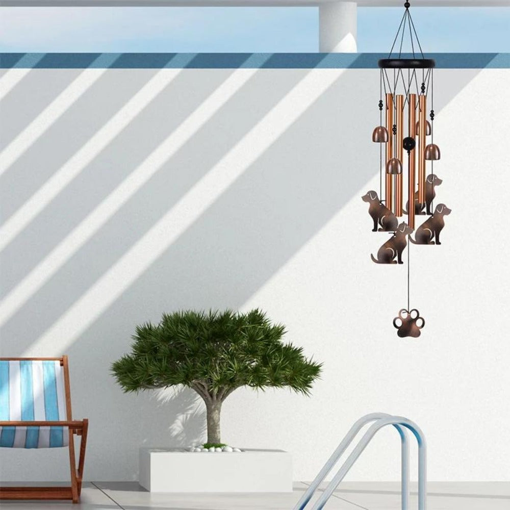 Memorial Wind Chime with Wood, Cat Dog Tubes Commemorative Pet Loss - product gallery image 14