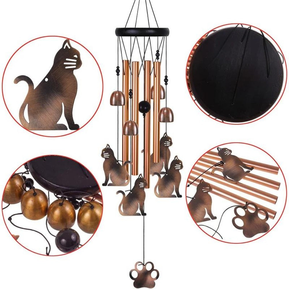 Memorial Wind Chime with Wood, Cat Dog Tubes Commemorative Pet Loss - product gallery image 16