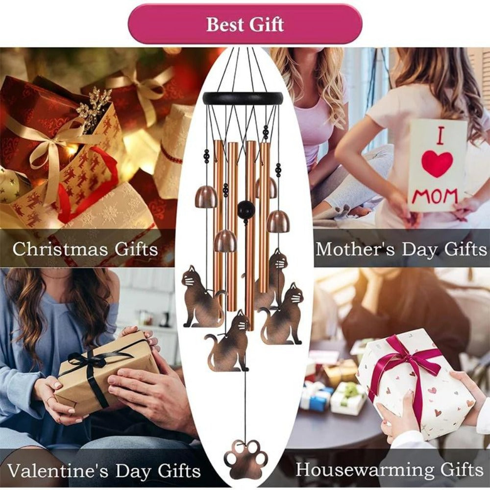 Memorial Wind Chime with Wood, Cat Dog Tubes Commemorative Pet Loss - product gallery image 17