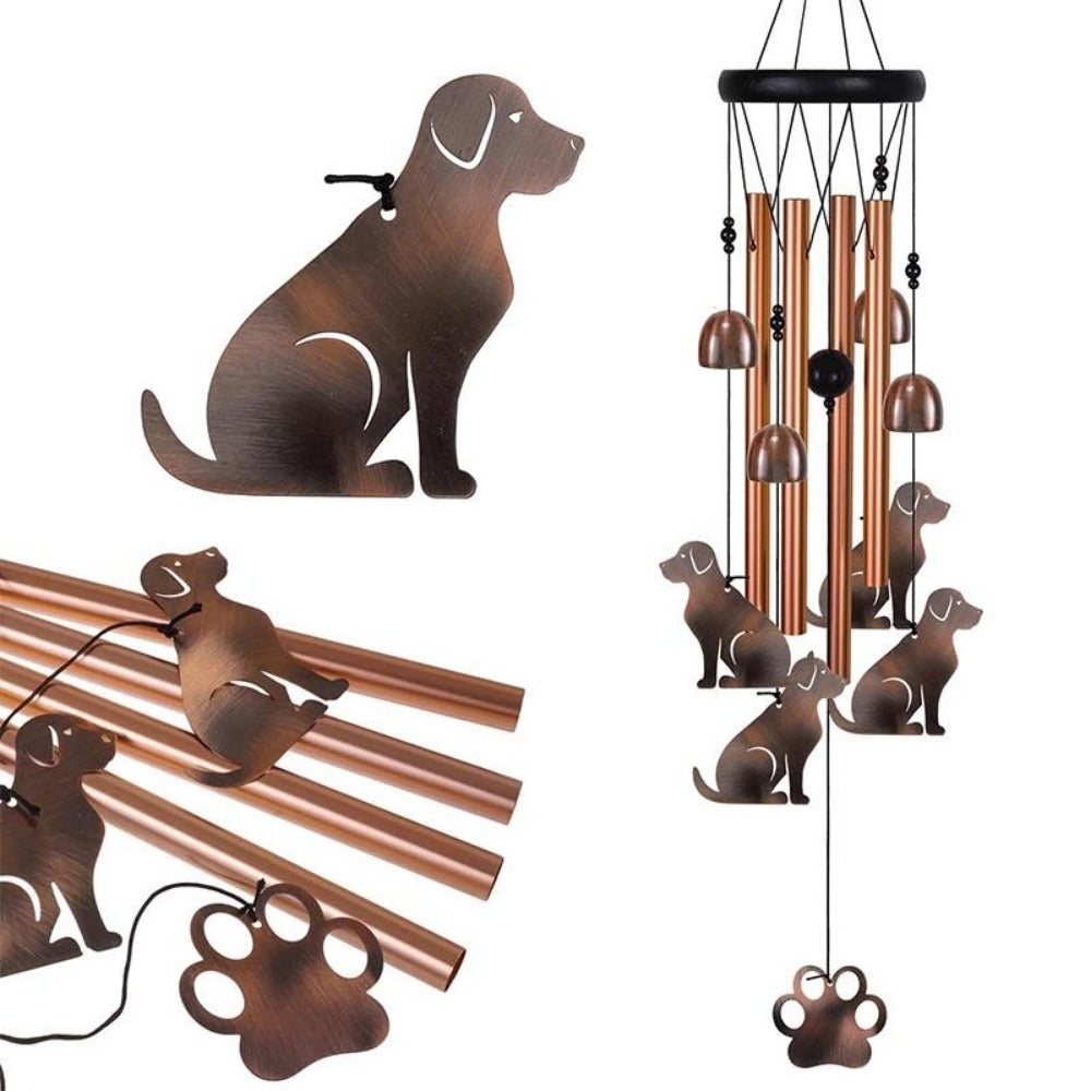 Memorial Wind Chime with Wood, Cat Dog Tubes Commemorative Pet Loss - product gallery image 18
